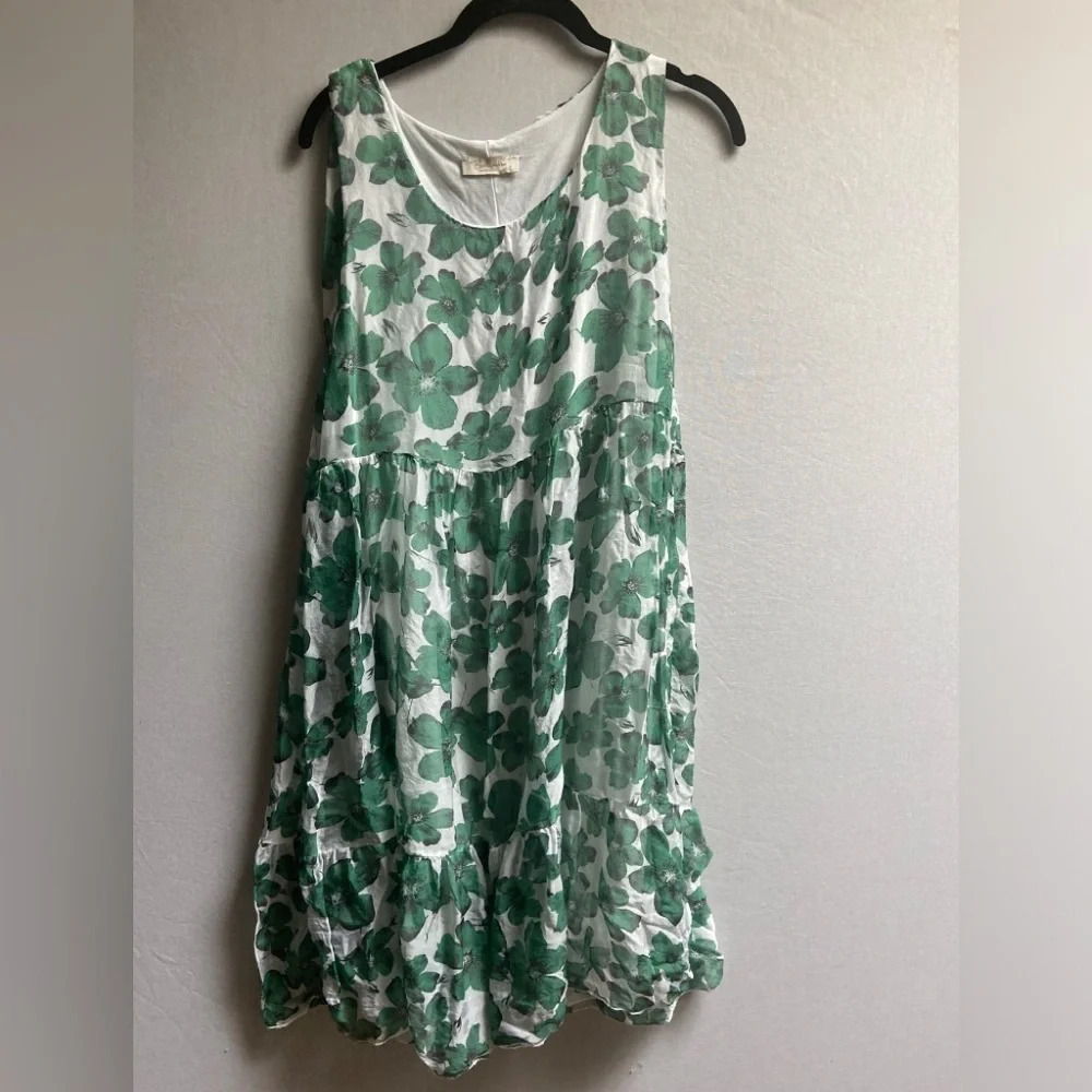 Bellambia  Made in Italy silk blend summer floral dress Sz S